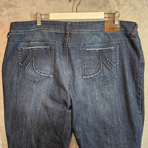 Maurices Straight Womens 24 Reg Plus Size Dark Wash Jeans Whiskered Denims - Picture 9 of 13
